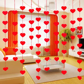 16 Srca Z Vrvjo Romantično Poročno Dekoracijo Poroke Soba Postavitev DIY Garland Ustvarjalne Ljubezni Zavese Poroko Dobave