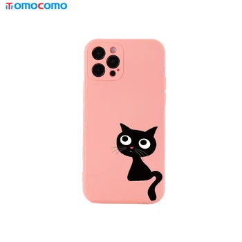 Risanka Candy Cute Black Cat Telefon Kritje Za iPhone14 14ProMax 14Plus 13Promax 13 12 Shockproof Tekoče Silicij Telefon Primeru Funda