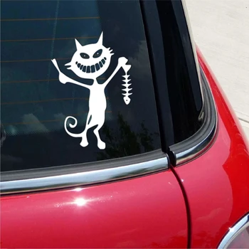CS-1130#14*20 cm ribe okostje in mačka smešno avto nalepke, vinilne nalepke za avto avto nalepke styling na odbijač oknu izberite velikost
