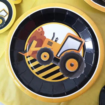 Gradbeništvo Traktor Rojstni Namizna Tovornjak Ballon Vozila Banner Prtom Napkin Torto Pokrivalo Gradnje Stranka Dekor