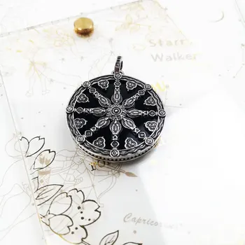 Obesek Karma Kolo Črna Agate Azteški Amulet Kompas Ornament 925 Sterling Silver Novo Fine Ženske, Nakit Evropi Letnik Bijoux