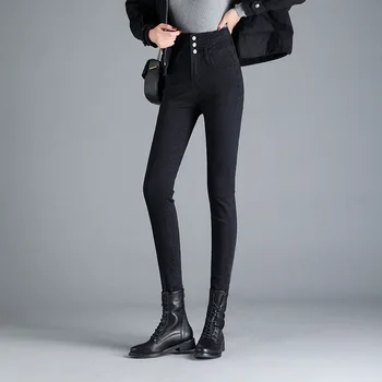 2021 novo visoko-pas, jeans, ženski vitek in visok-stretch casual kavbojke slim