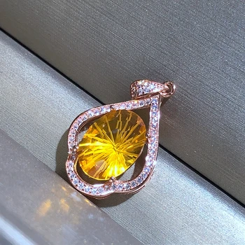Naravni citrine ogrlico, 925 srebro, luksuzni design, Srečo, Srečo, ki Rumena Crystal