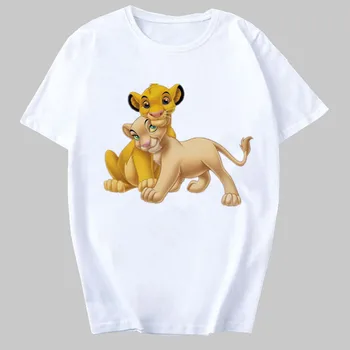 Lion King Ženska Majica Disney Risanke T-Shirt 2021 Simba Ženski Ljubezni Ženski Camisetas Moda Elegantno Crewneck Hipster Oblačila