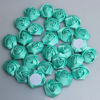 20Pieces/Vrečko Tiffany Blue Rose Ročno Premerom 3,5 Cm Saten Rose Traku Cvetje DIY Za Narediti Poročni Šopek Cvetlični Dodatki