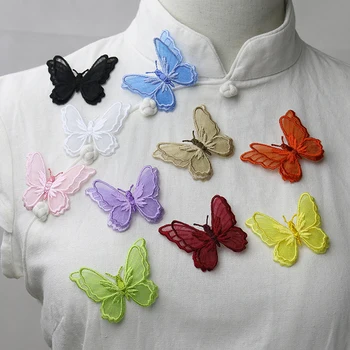 10Pcs/veliko 3D dvojno plast metulj vezene čipke aplicirano pritrjena oblačila samolepilni obliž