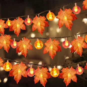 1,5 m 10 luči Jesensko Vzdušje noč Čarovnic Zahvala, Božični Okraski, Maple Leaf Bučna Ornament Halloween Luči