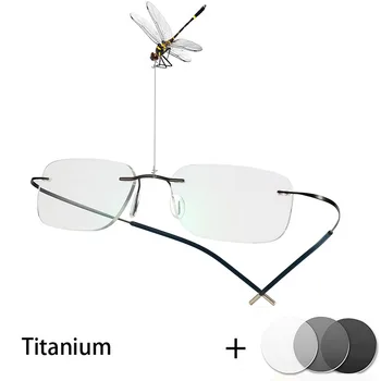 B titanium brez okvirjev Branje sončna Očala Photochromic Obravnavi Očala za Moške, Ženske na Prostem Presbyopia Očala