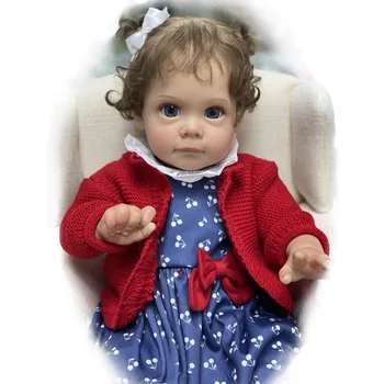 55 CM Maggie Bebe Prerojeni Igrače za Dekleta 3D Naslikal Veren Pravi Ljubki Prerojeni Baby Doll Kodraste Rjave Lase