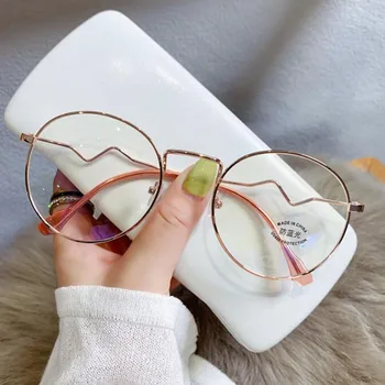 Retro Kovinski Krog Končal Kratkovidnost Očala Ženske Moški Ultralahkimi, Sladkarije Pearl Barve Kratkovidno Očala