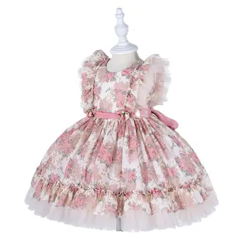 Hetiso Lolita Baby Dekleta Oblačenja Vezenje Princesa, Dekleta, Otroci 1. Rojstni dan Obleko Novorojenčka Halje, Dekleta Obleke 3-10 Let
