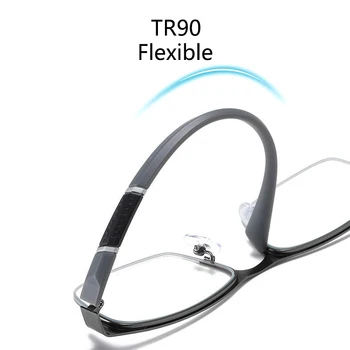 Branje Očala Moških TR90 Prilagodljiv Pol Okvir Presbyopic Očala Ultralahkih Dioptrije +1.5 +2.0