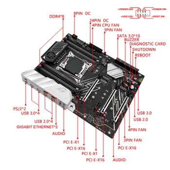 STROJNIK X99 Matično ploščo Z Set Komplet Xeon E5 2696 V4 CPU procesor za LGA 2011-3 64 G=4x16G DDR4 ECC Pomnilnik NVME M. 2 SATA 3.0 MR9D