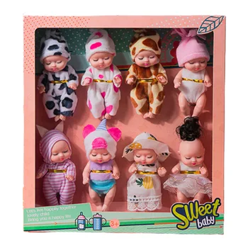 11*5 cm 8Pcs/Set Srčkan Spanja Preporod Lutka z Obleko Novorojenčka Lutka Igrače za Dekleta Brezplačna Dostava