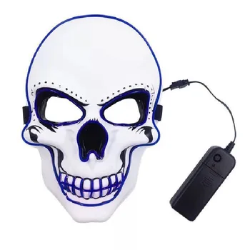 Halloween PVC Bela Lobanja Masko LED Maškarada Stranka Žareče Masko LED Hladno Svetlobo Cosplay Kostum Dobave Terorističnih Vzdušje