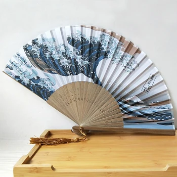Svila Ljubitelj Japonskih Zložljiva Bambusa Fan Gunma Vzorec Valov Stranka Ples Strani Navijačev Za Poročno Dekoracijo Doma