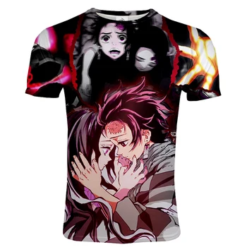 Trendy Anime T-shirt Moški/Ženske Demon Slayer Kimetsu Ne Yaiba 3D Natisnjeni T-shirt Priložnostne Tees