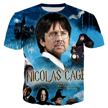 2021 Poletje Nova Modna Majica s kratkimi rokavi Smešno Nicolas Cage 3D T Shirt Smešno Film Tiskanje T Shirt Priložnostne Tees S-5XL