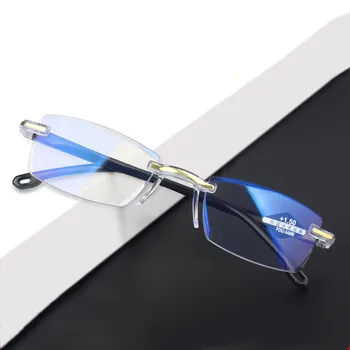 Ultralahkih Rimless Obravnavi Očala za Moške Anti Modre Svetlobe Sevanje Računalnik Presbyopia Bralci Spectacleso Bralec Očala