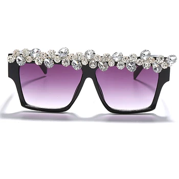 Prevelik Kvadratnih Diamond Sončna Očala Ženske Luksuzne Blagovne Znamke, Modni Nosorogovo Sončna Očala Moških Enem Kosu Punk Gafas Odtenki Očala