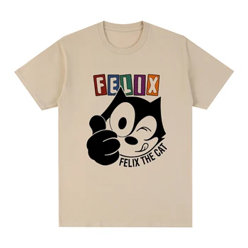 Mačka T-shirt Felix Letnik Grafični smešno ulične Moški majica s kratkimi rokavi Novo TEE TSHIRT Womens Vrhovi