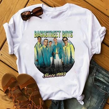 Backstreet Boys Svetovni Modni Tisk Mujer Camisetas Bela Top Majice Estetike Grafični t-shirt Kratek Rokav Poliester Ženske