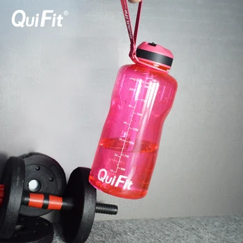 Quifit Steklenico Vode 2 L/3.8 L s slamnik, časovni Žig Sproži, BPA Free. Primerna je za fitnes in doma galono vode steklenice