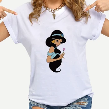 Disney Princesa Jasmina Ropa Estetske Ženska T-Majice Španski Harajuku Urbano Ulične Ženske T Shirt Poletje Camiseta Mujer