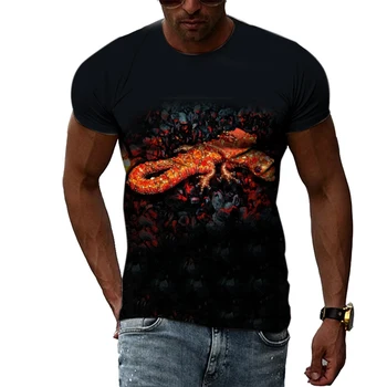 Moda Osebnost Živali axolotl t shirt za moške Poletne Trendly Ulica Slog Kratek Rokav 3D Tiskanje O-vratu Prevelik t-shirt