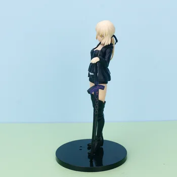 NOV 23 cm Usoda/Grand Da Anime Številke Saber Altria Pendragon črne obleke, ki ima meč Slika kul dekle Model Igrače Darila