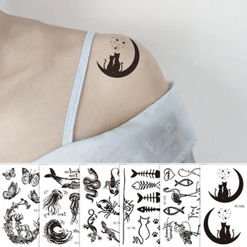 5Pcs/set Mala Seksi Črna Risanka Nepremočljiva Začasni Tattoo Srčkan Živali Tattoo Nalepke Ženske Body Art Tattoo, Nepremočljiva