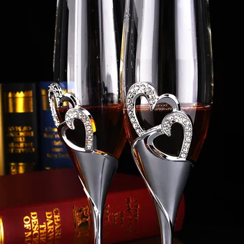 1 Kos Kreativni Kristal v obliki Srca Šampanjec, Vino Pokal Mehurček Embalaža Poročno Darilo Kozarec Vina Ognjeni
