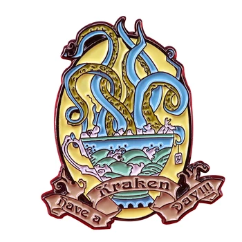 Mitološka Kraken emajl pin risanka Hobotnica Broška Starodavno Zlo Bog Značke