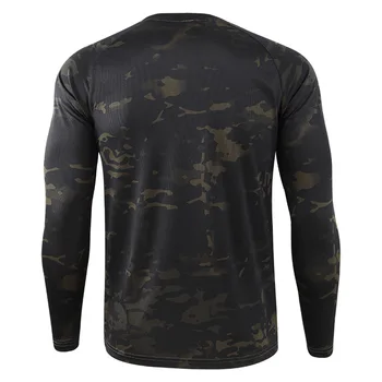 Mege Taktično Prikrivanje T-shirt Moški Dolg Rokav Camisa masculina Hitro Suha na Prostem, Vojaško Airsoft Paintball Usposabljanje Oblačila