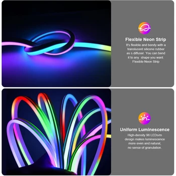 Tuya Smart LED Neon Luči 12V RGBIC Dreamcolor WS2811 Nepremočljiva Prilagodljiv Zatemniti Preganja Trak Trak WiFi / BT / Daljinski upravljalnik
