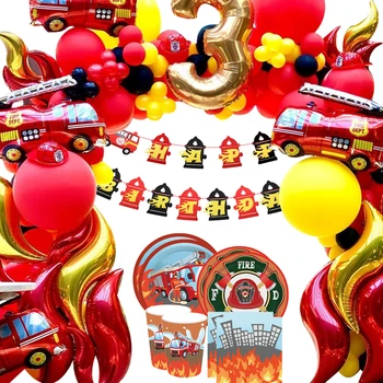 1 zažgali Tovornjak Baloni Gasilska Temo Dekoracijo DIY Spirala Okraski Disposible Namizna Otroci Rojstni dan Dobave