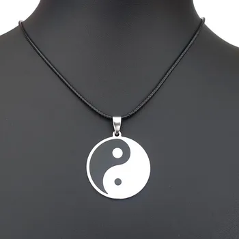 Črno Bel Yin-Yang Simbol Obesek iz Plemenitega Jekla Ogrlica iz Nerjavečega Jekla 50 cm O Verige Emajl YinYang Nakit za Moške, Darilo
