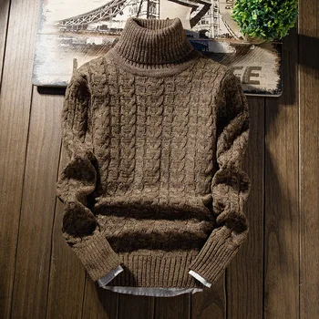 Jeseni in pozimi moških toplo turtleneck korejska različica popravila okrogle ovratnik mladinska oblačila študentov pozimi debel pleten pulover