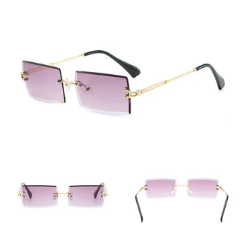 Rimless Pravokotnik sončna Očala Ženske Modni Kvadratnih Design Glassrs Odtenki Moška sončna Očala za Moške 2023 Oculos de sol UV400 Očala