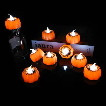 6Pcs/veliko LED Bučna Luči Halloween Okraski Okraski Utripanja Brezplamensko Blizu, Lučka Holloween Stranka, Okrasni Material