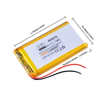 3,7 V 3000mAH 804070 Polimer litij-ionska / Litij-ionska baterija za tablični računalnik BANKA GPS, mp3, mp4