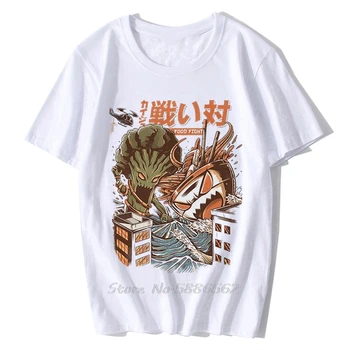 Japonske Anime Brocco Boj Ramen Kaiju Smešno T Shirt Homme Poletje Nova Bela Priložnostne Kratkimi Rokavi Tshirt Moški Tees Harajuku