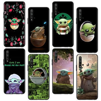 Srčkan Mandalorian Yoda Baby Primeru Telefon Za Huawei Honor 10 10X 10i 20S V20 20 30 30i 30S X30 50 60 X8 70 SE Lite Pro Plus Črn