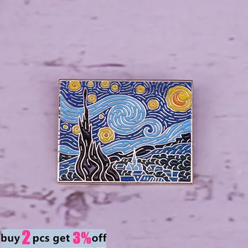 Visoka Kakovost Umetnosti Slikar Van Gogh Emajl Zatiči Broške Nahrbtnik Klobuk Kovinski Značko River Pin Nakit Darila za Prijatelje na Debelo