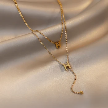 Titana jekla Nov modni nakit 2 plast H črke choker kača ogrlica lepo darilo za ženske dekle