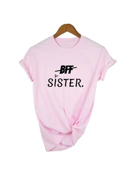 1 Kos BFF Sestra Pismo Tiskanja Ženske Grafični Kratek Rokav Majice za Poletje Estetske Najboljši Prijatelji, Sestre Mlada Dekleta Vrhovi Tee