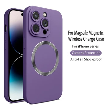 Za Magsafe Magnetni Brezžično Polnjenje Primeru za iPhone 14 13 12 11 Pro Max XR X XS 7 8 Plus Mat Mehka Silikonska Shockproof Pokrov