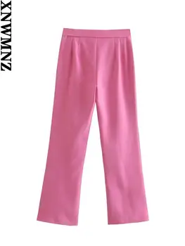 XNWMNZ hlače Ženske 2021 modni Roza mehko na dotik mini signalne hlače letnik visoko pasu zadrgo ženske hlače mujer
