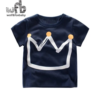 Trgovina na drobno 2-10 let otroška T-shirt kratek rokav krog vratu bombaž poletje tiskanja krono