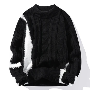 Luksuzni Sweater Moški Lep Moški je Pozimi Bicolor Dolgimi Rokavi Pulover Mehko Klasičnih Zgornji Razred Anti-mucke Toplo Pletenje